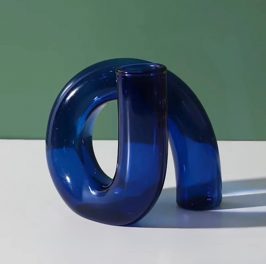 TWIST VASE/CANDLE HOLDER IN DARK BLUE
