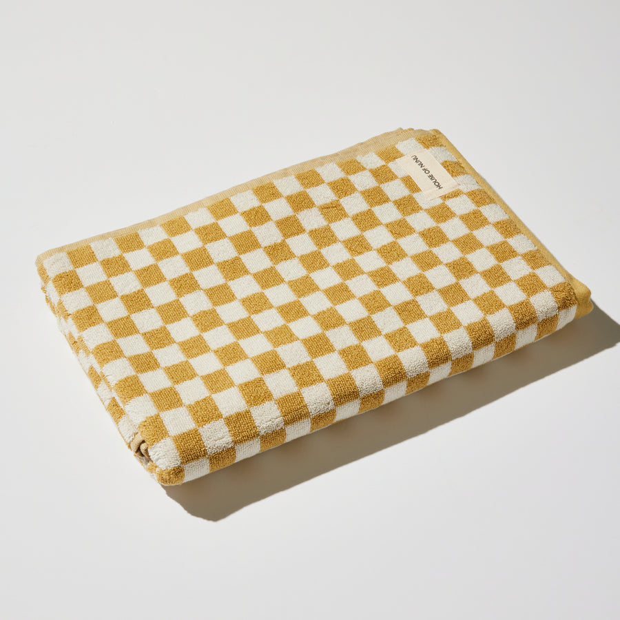 BATH + HAND TOWEL SET OF 4 IN YELLOW CHECK