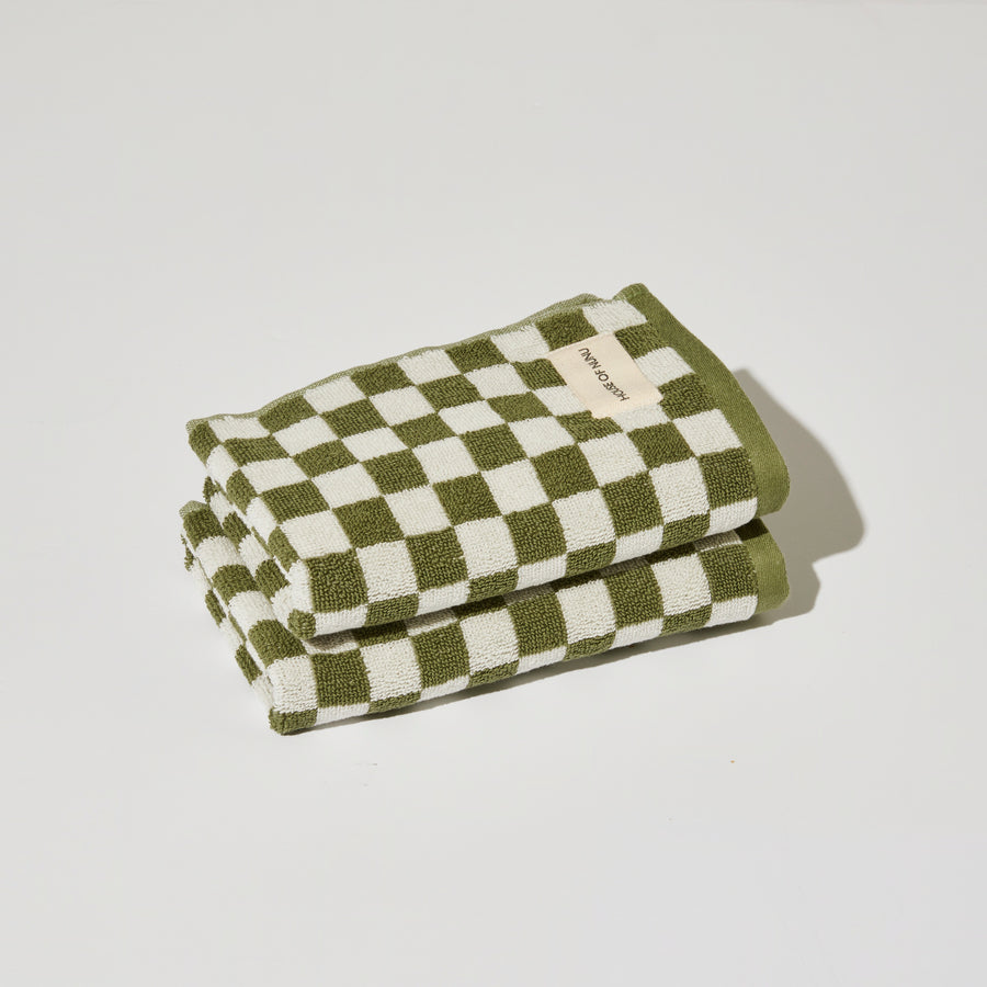 HAND TOWEL IN GREEN OLIVE CHECK