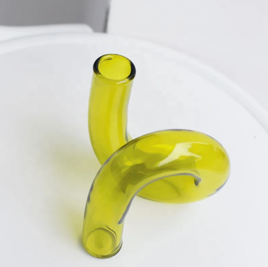 TWIST VASE/CANDLE HOLDER IN LIME GREEN