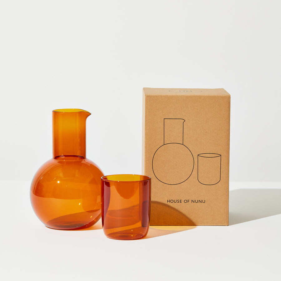 BELLY CARAFE + CUP SET IN AMBER