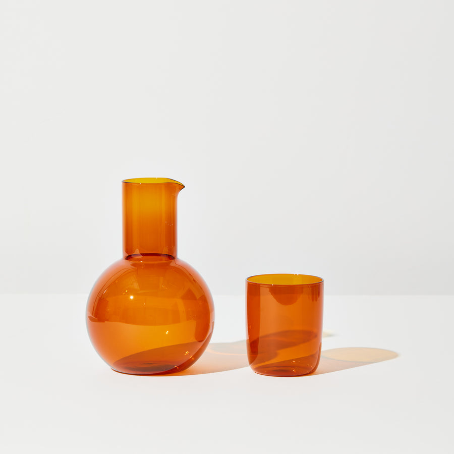 BELLY CARAFE + CUP SET IN AMBER